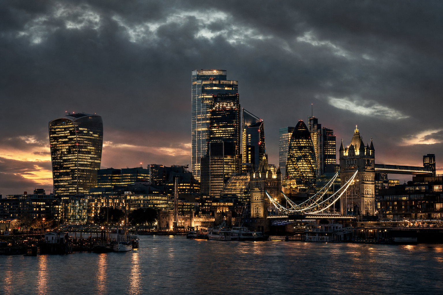 City of London skyline at dusk